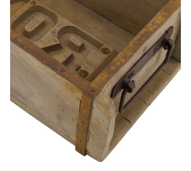 Brickmould rectangular reclaimed wood with handle 32x15x10cm - Natural