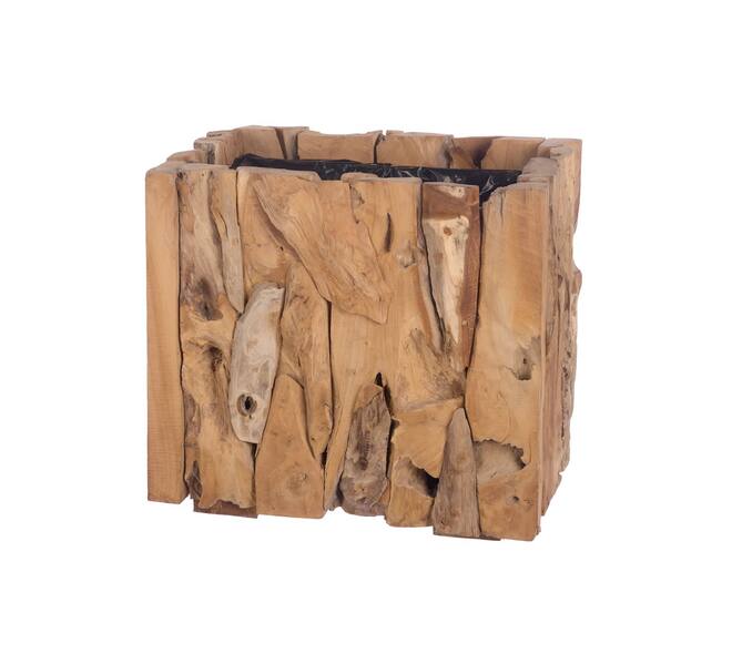 Erosion wood box 38x38x38cm with plastic