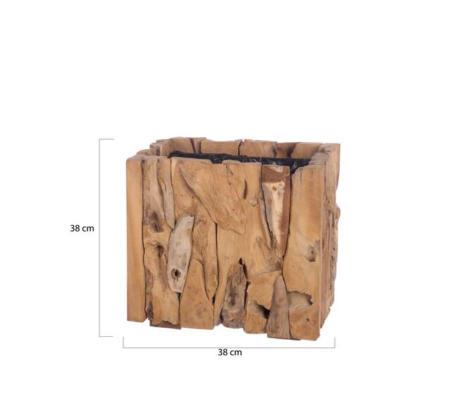 Erosion wood box 38x38x38cm with plastic