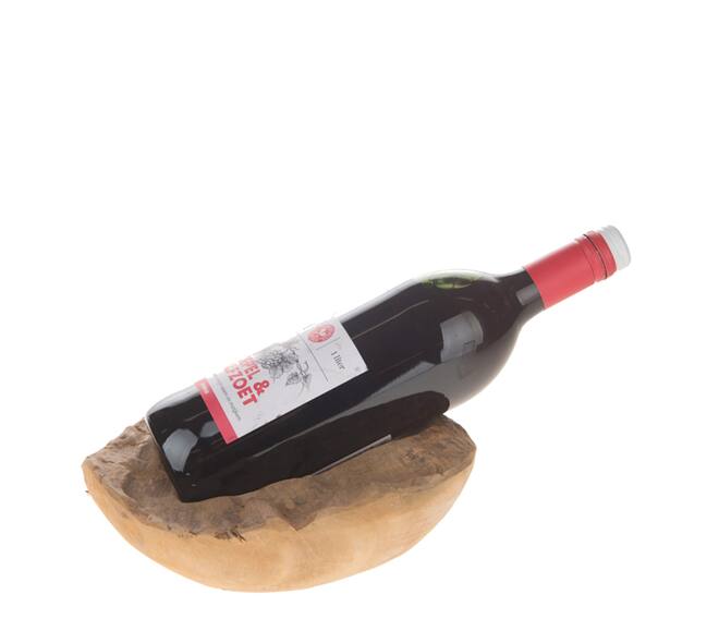 Winebottle holder 1 bottle teak wood 20x20x8cm - Natural