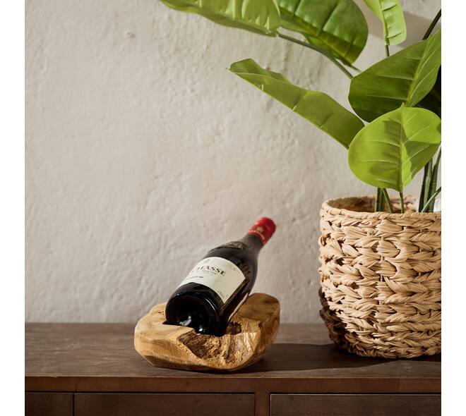 Winebottle holder 1 bottle teak wood 20x20x8cm - Natural