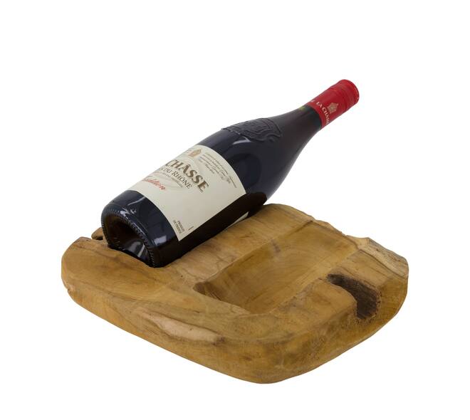 Winebottle holder 2 bottles teak wood 30x30x8cm - Natural