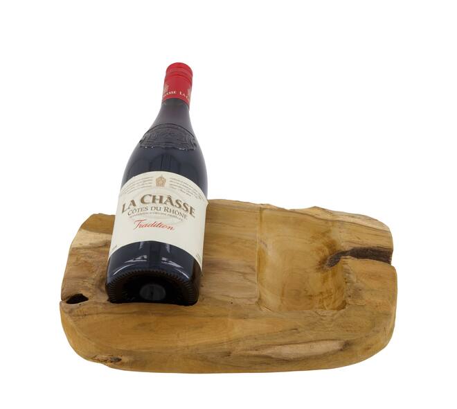 Winebottle holder 2 bottles teak wood 30x30x8cm - Natural
