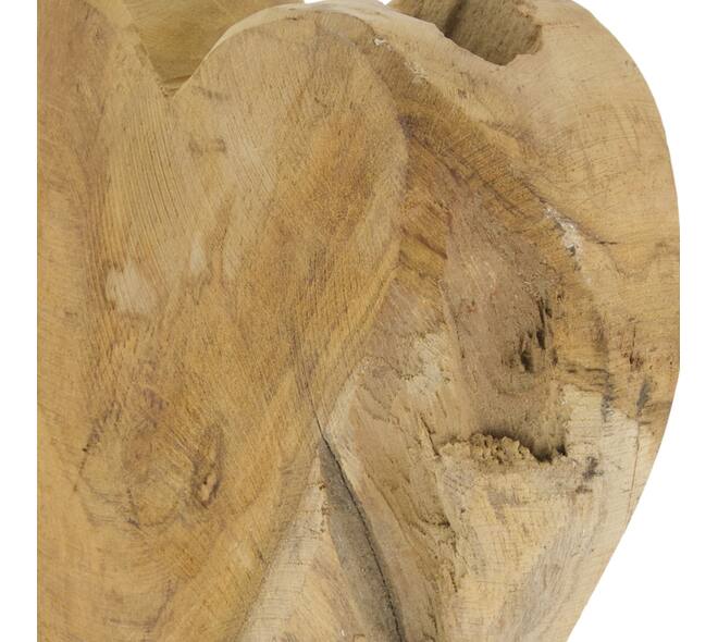Hart op standaard - Teakhout - 26x13x10 cm - Natuurlijk