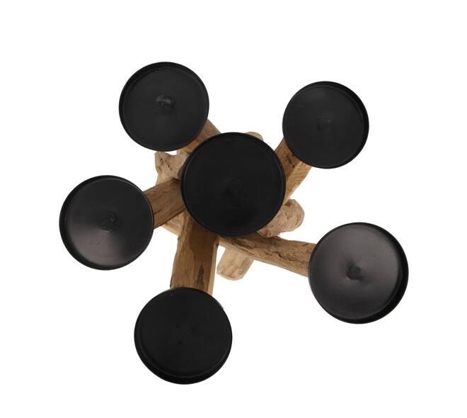 Root teak wood with candle holders 30x30x40cm - Natural