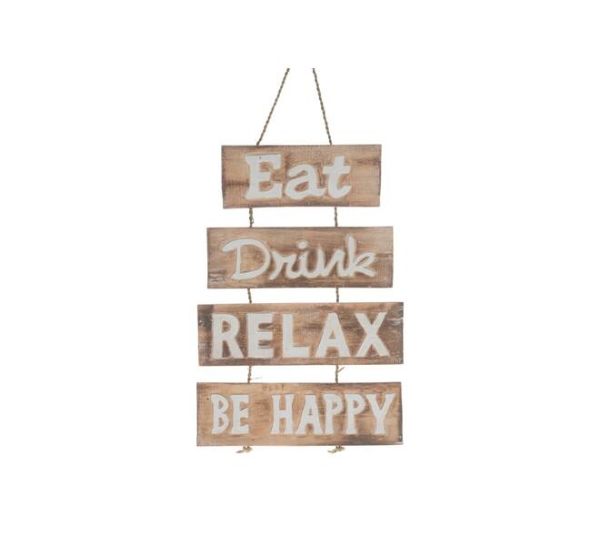 Sign "eat drink relax be happy" wood 38x56x2cm