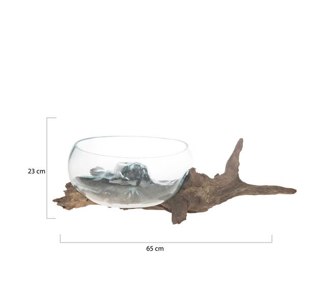 Decoratief beeld Mallawi - Glas met hout - 65x30x23cm - Bruin