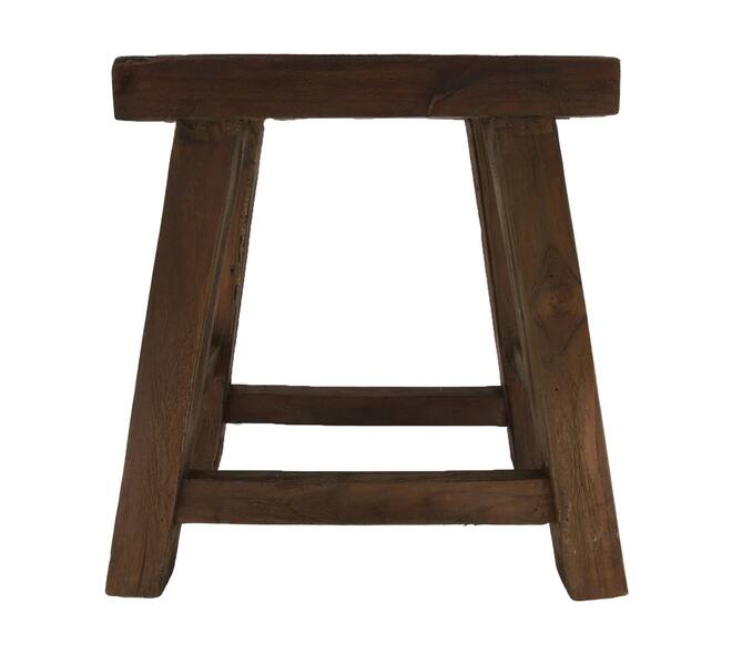 Stool 4 legs teak wood 40x30x45cm - Natural