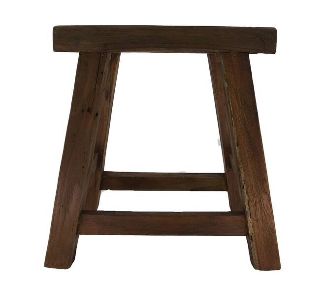 Stool 4 legs teak wood 40x30x45cm - Natural