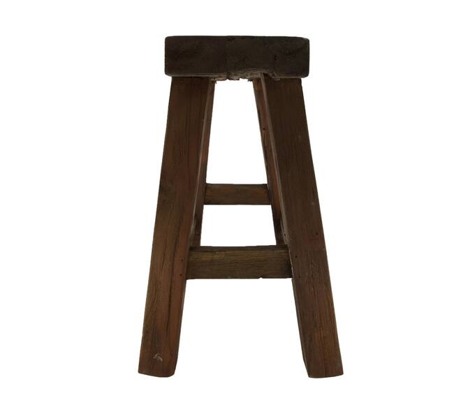 Stool 4 legs teak wood 40x30x45cm - Natural