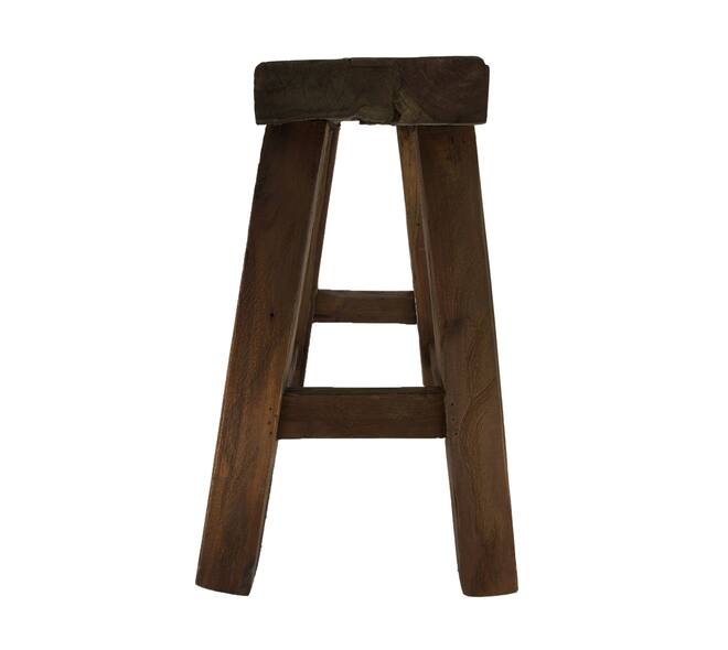 Stool 4 legs teak wood 40x30x45cm - Natural