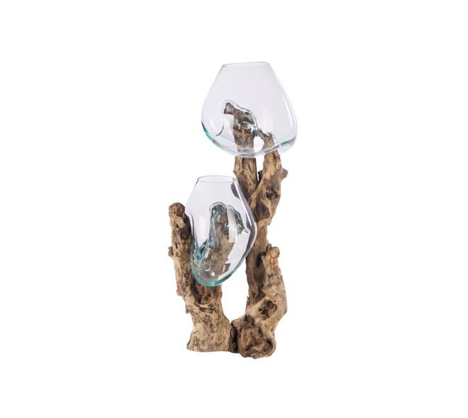 Root gamal wood with glass 21x20x77cm