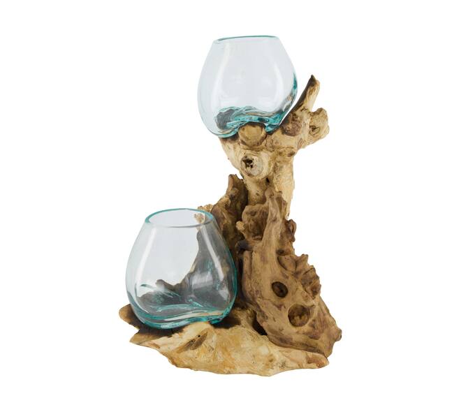 Root gamal wood with glass 20x12x30cm