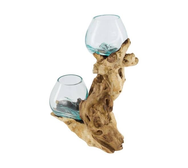 Root gamal wood with glass 20x12x30cm