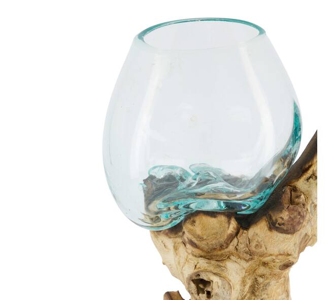 Root gamal wood with glass 20x12x30cm