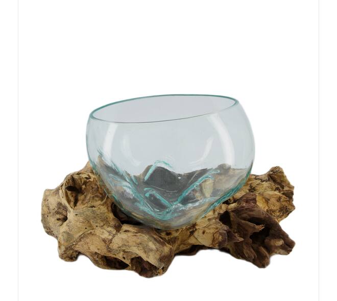 Root gamal wood with glass 33x23x18cm