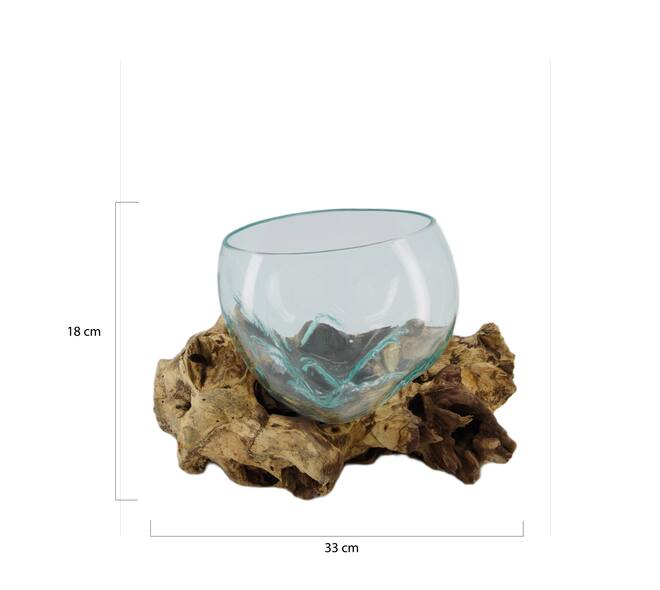 Root gamal wood with glass 33x23x18cm