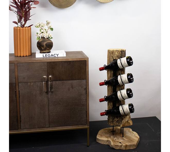 Weinregal Quinn - Holz - 36x36x85cm - Braun