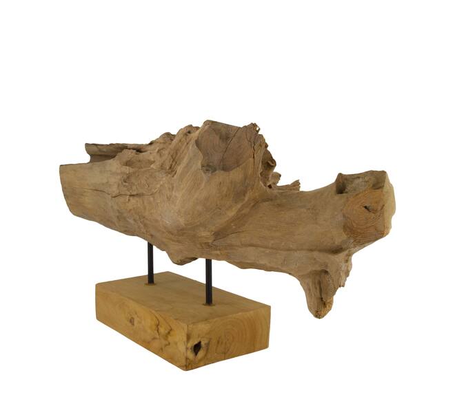 Root teak wood on stand 58x14x30cm