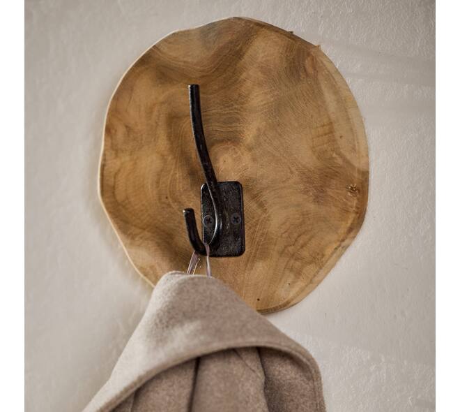 Coat rack teak wood with 1 hook 20x8x20cm