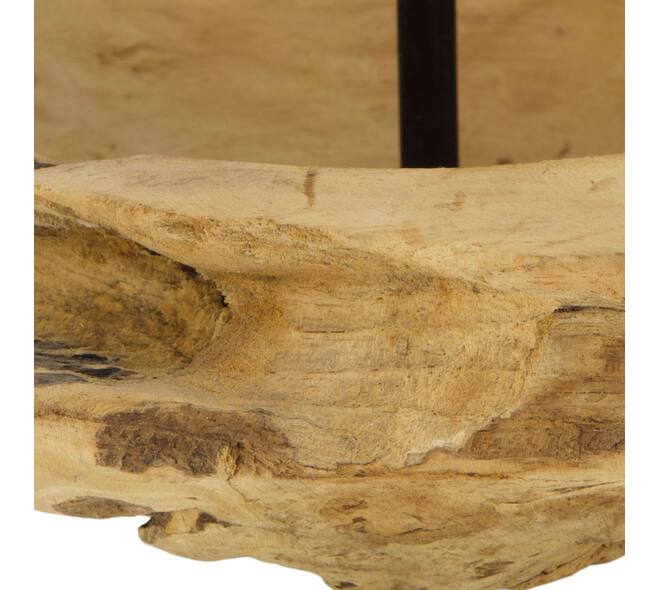 Bowl round teak wood with candle holder 20x20x8cm - Natural