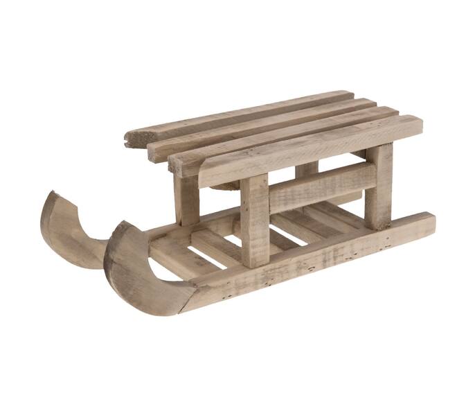 Sleigh historic wood 33x11.5x11cm - Natural