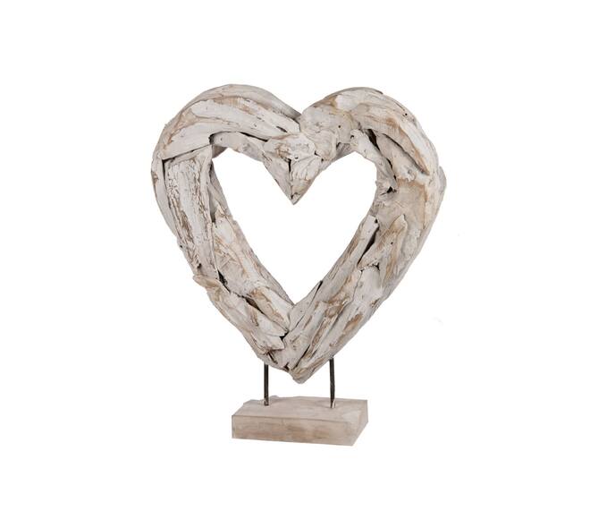 Ornement Coeur Cardiff - Teck - 58x15x70cm - Blanc
