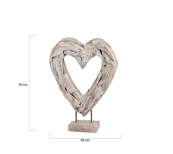 Ornement Coeur Cardiff - Teck - 58x15x70cm - Blanc