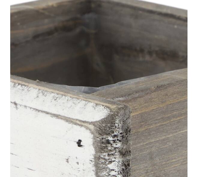 Box planter rectangular fir wood with plastic 12x10x9cm