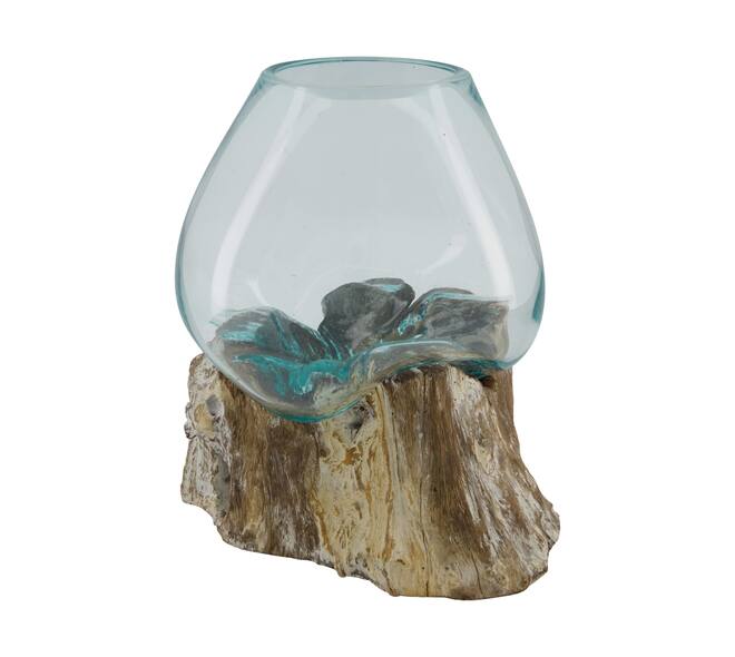 Root washed gamal wood with glass 28x22x26cm