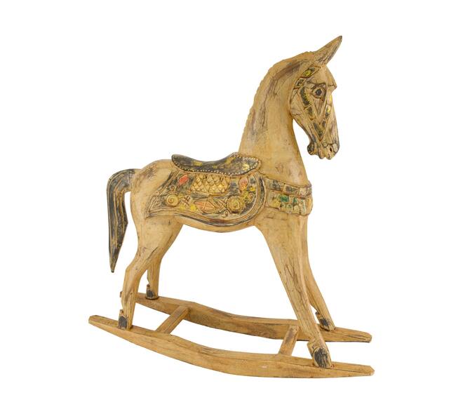 Rocking horse albizia wood 60.5x17.5x60cm - Brown