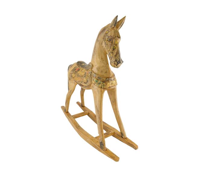 Rocking horse albizia wood 60.5x17.5x60cm - Brown
