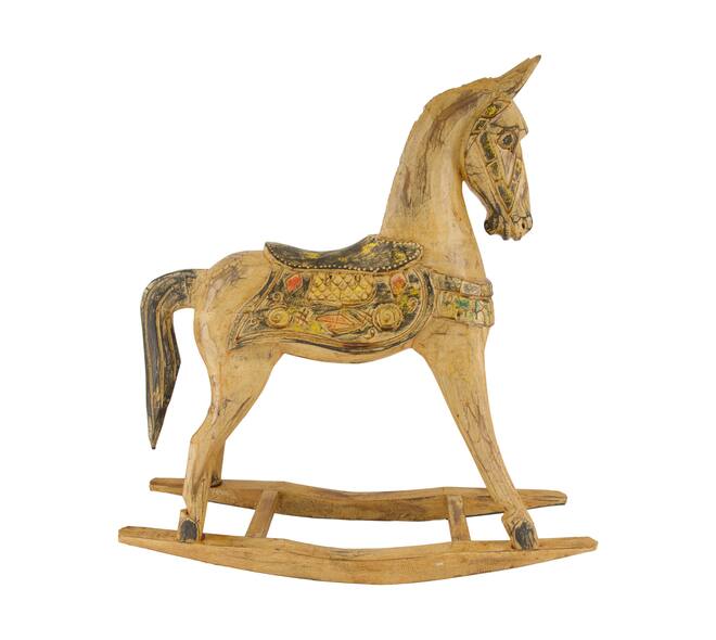 Rocking horse albizia wood 60.5x17.5x60cm - Brown