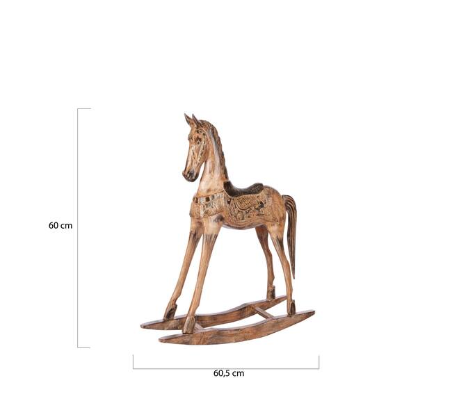 Rocking horse albizia wood 60.5x17.5x60cm - Brown