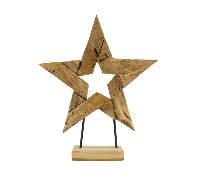 Statue star open erosion wood 58x13x68cm