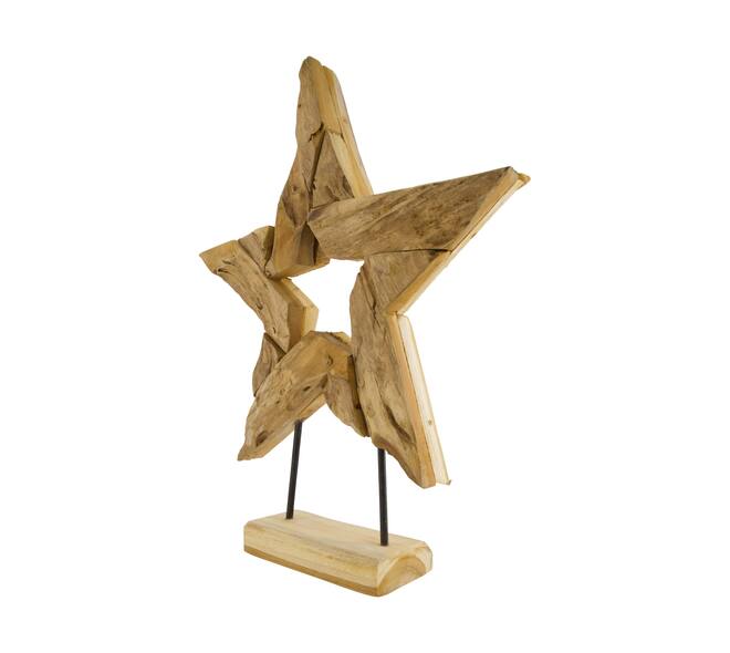 Statue star open erosion wood 58x13x68cm