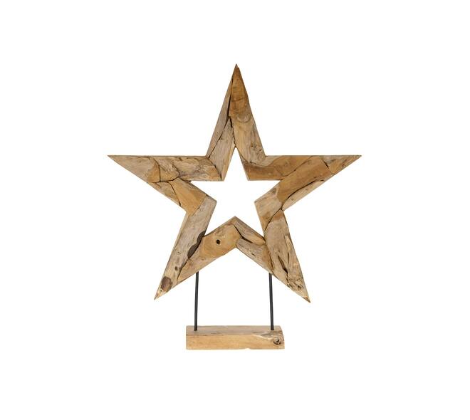 Open star on stand M teak 78x15x88cm - Natural