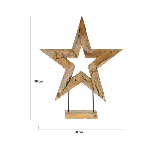 Open star on stand M teak 78x15x88cm - Natural