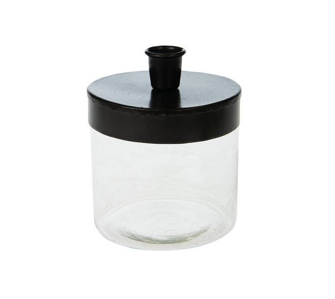 Dinner candle holder metal - glass 10x13cm - Silver
