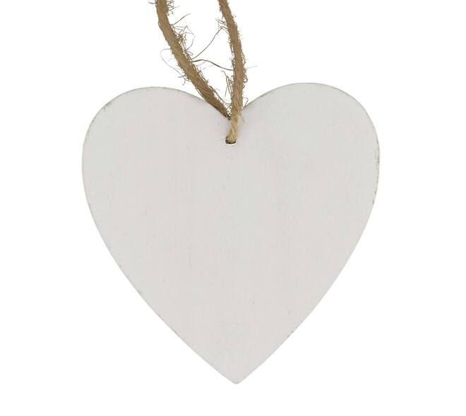 Hanger - Hart - Populierenhout  - 10x10x9cm - 10 stuks - Wit