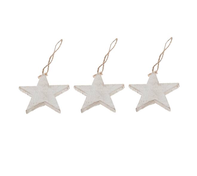 Hanger star poplar wood 10x0.7x10cm 10pc - White