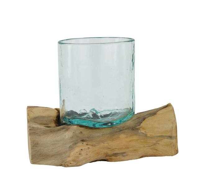 Root gamal wood with glass 23x15x16cm