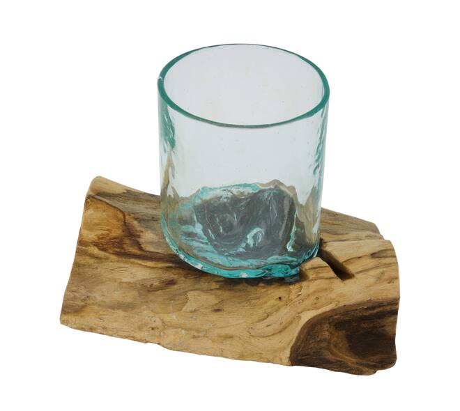 Root gamal wood with glass 23x15x16cm
