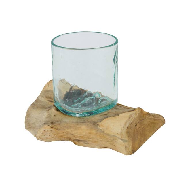 Root gamal wood with glass 23x15x16cm