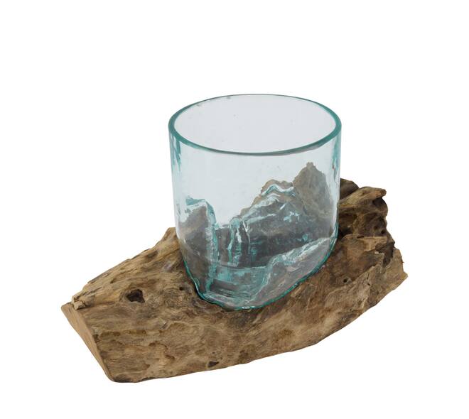 Root gamal wood with glass 27x16x16cm
