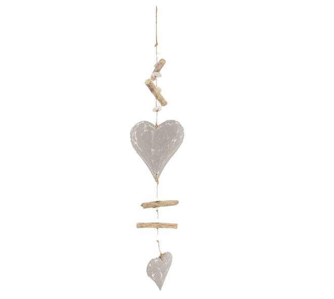 Garland heart albizia wood 3x15x72cm - Grey