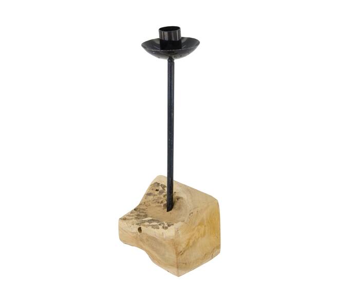 Bougeoir - Bois de teck - 11x7,5x28cm - Naturel