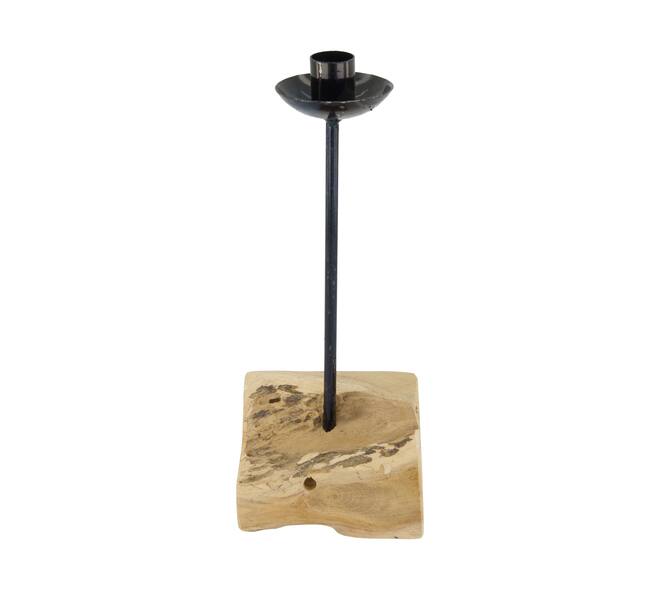 Bougeoir - Bois de teck - 11x7,5x28cm - Naturel
