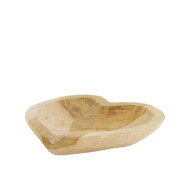 Bol - Coeur - Bois de teck - 25x25x4,5cm - Naturel
