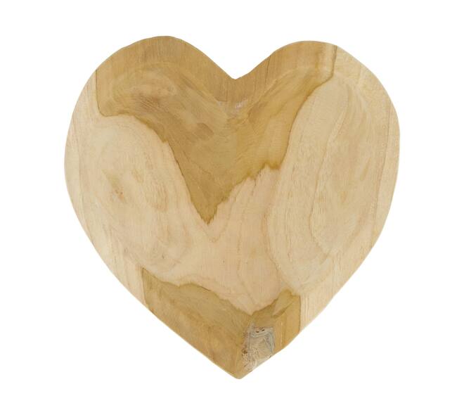 Bol - Coeur - Bois de teck - 25x25x4,5cm - Naturel